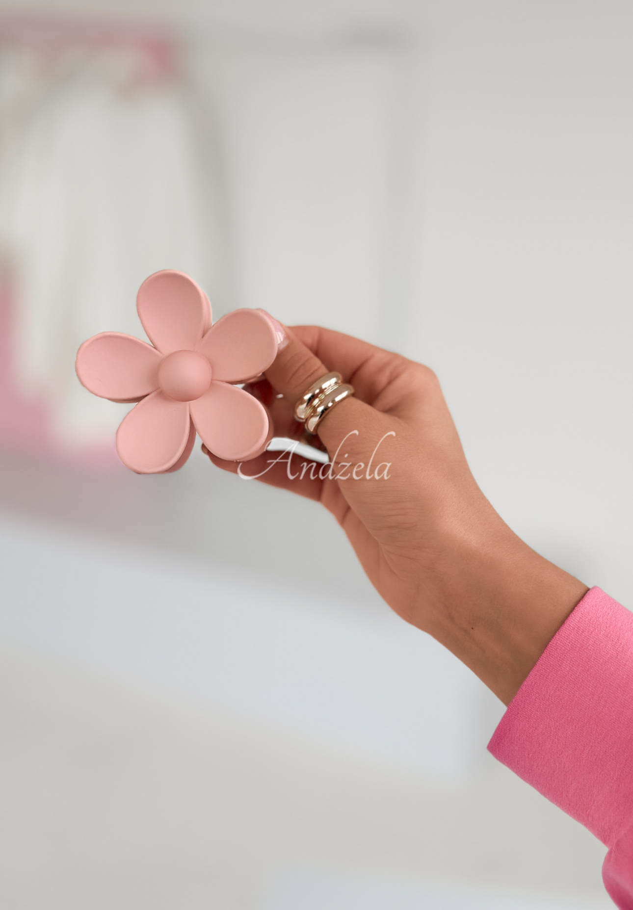 Girly Touch flower hair clip powder pink