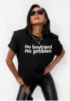 T-shirt z nadrukiem La Milla No Boyfriend No Problem czarny