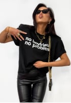 T-shirt z nadrukiem La Milla No Boyfriend No Problem czarny