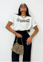 T-shirt z nadrukiem La Milla No Boyfriend No Problem ecru