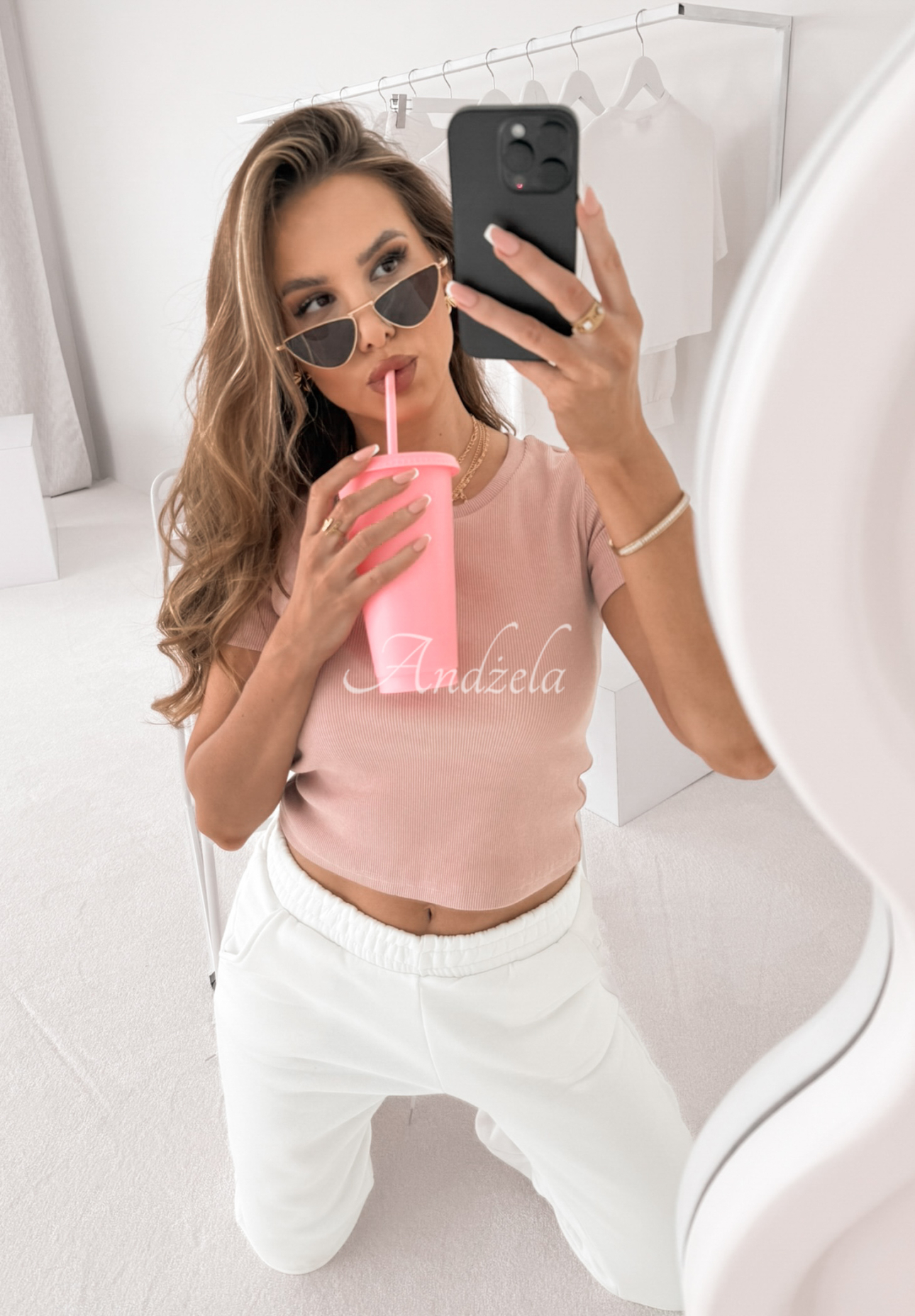 Ribbed T-shirt From Me powder pink