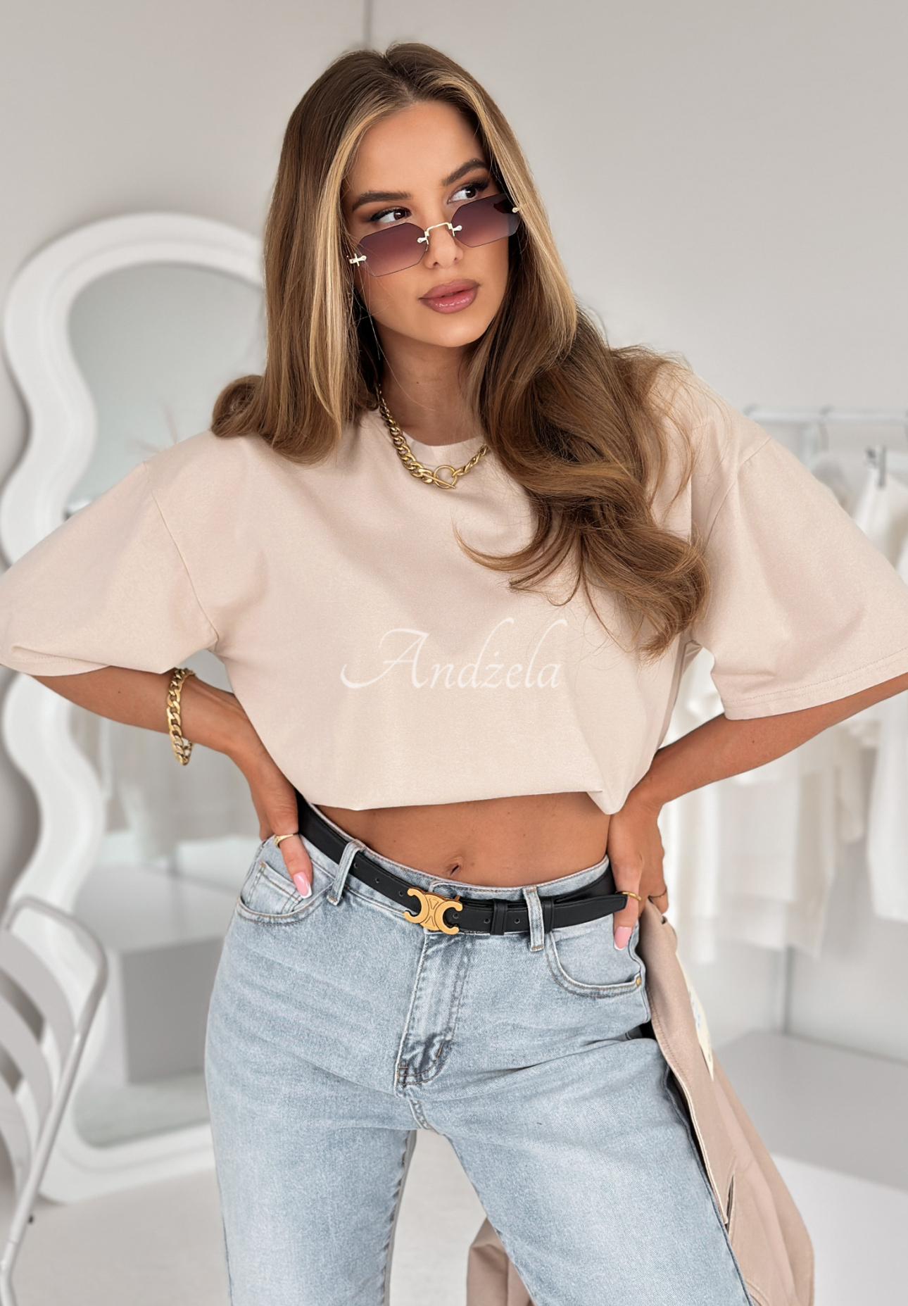 Bawełniany T-shirt Very Fine beżowy