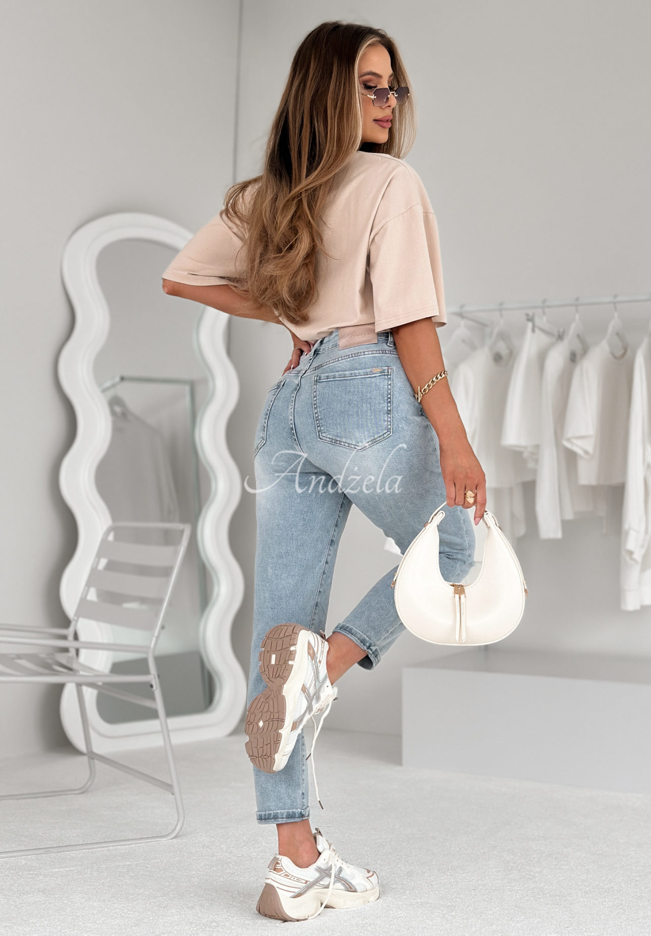 She Walks By light blue loose fit denim pants