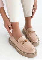 We Were Friends beige suede moccasins