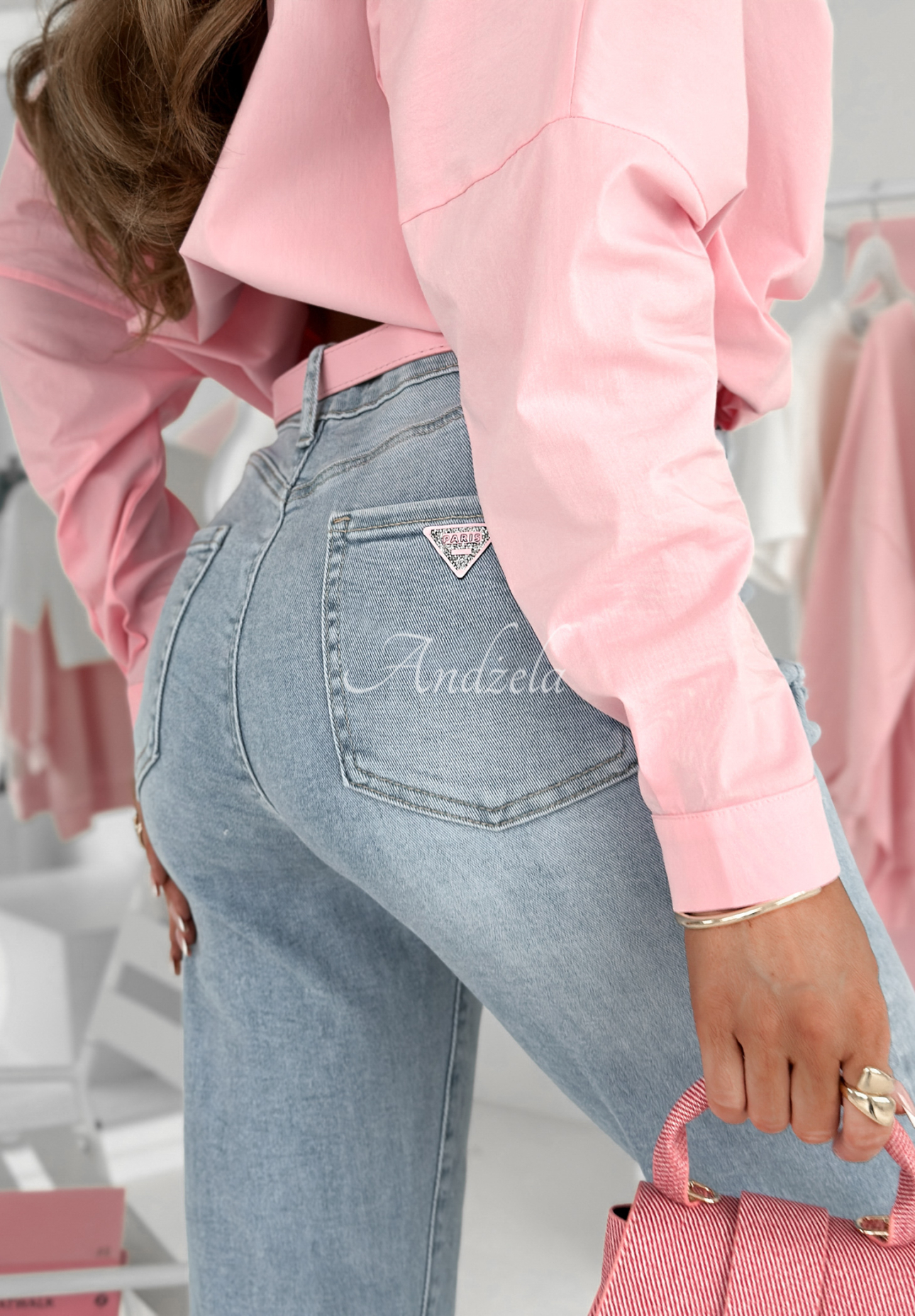 Denim pants with belt Cute Hottie light blue