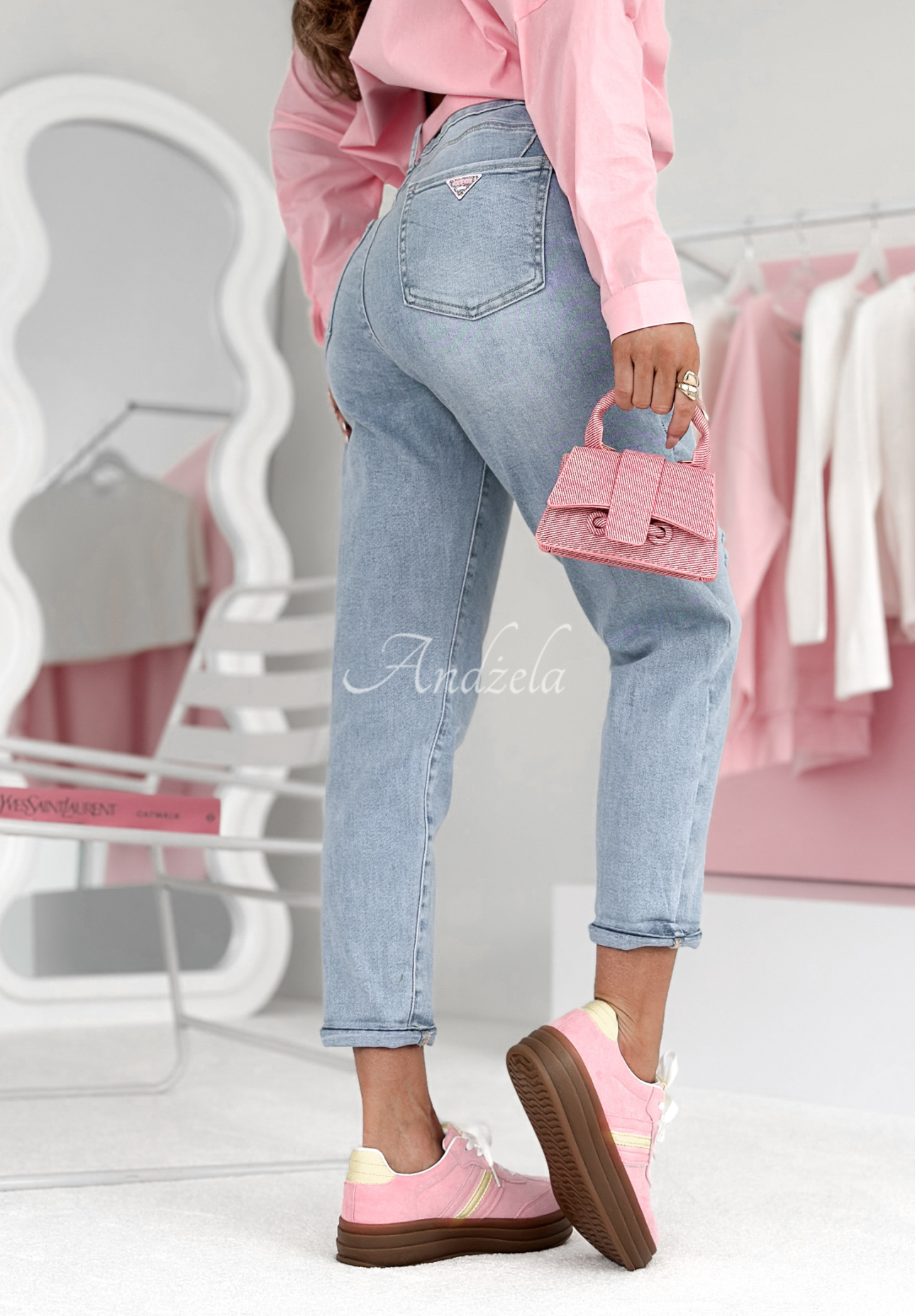 Denim pants with belt Cute Hottie light blue