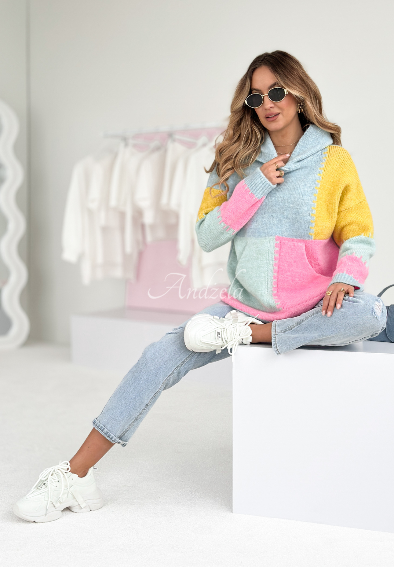 Ferro blue-yellow hooded sweater