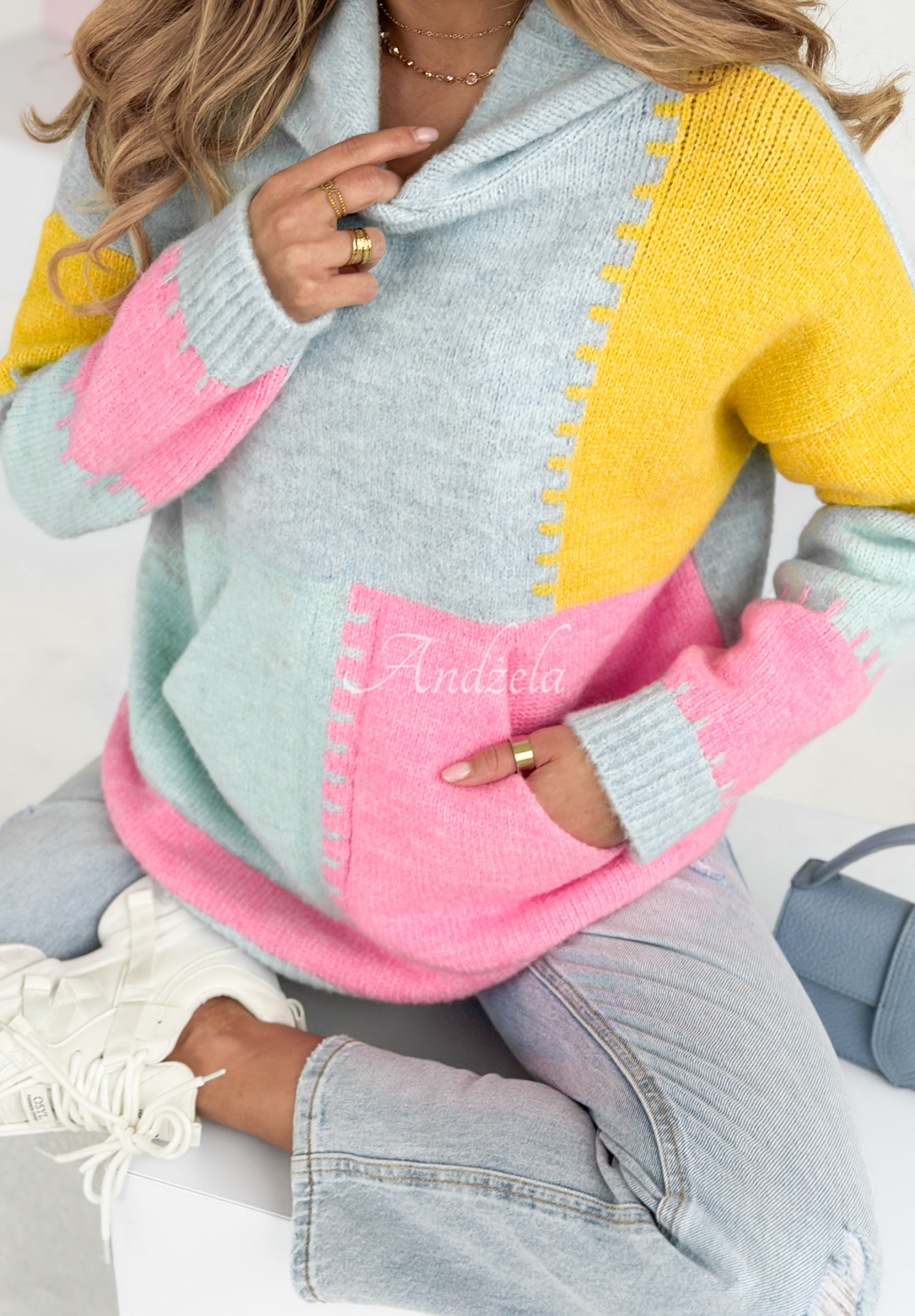 Ferro blue-yellow hooded sweater