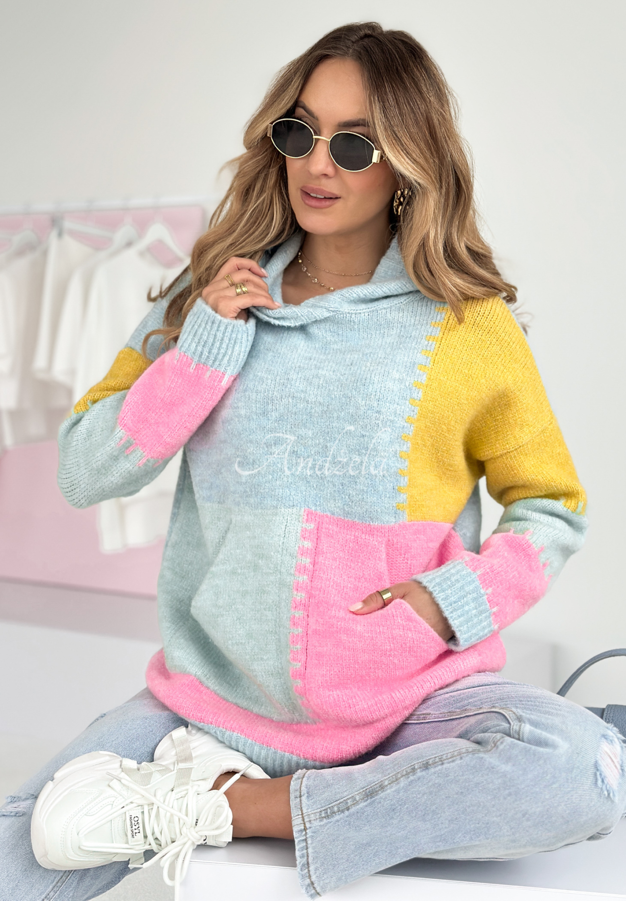 Ferro blue-yellow hooded sweater