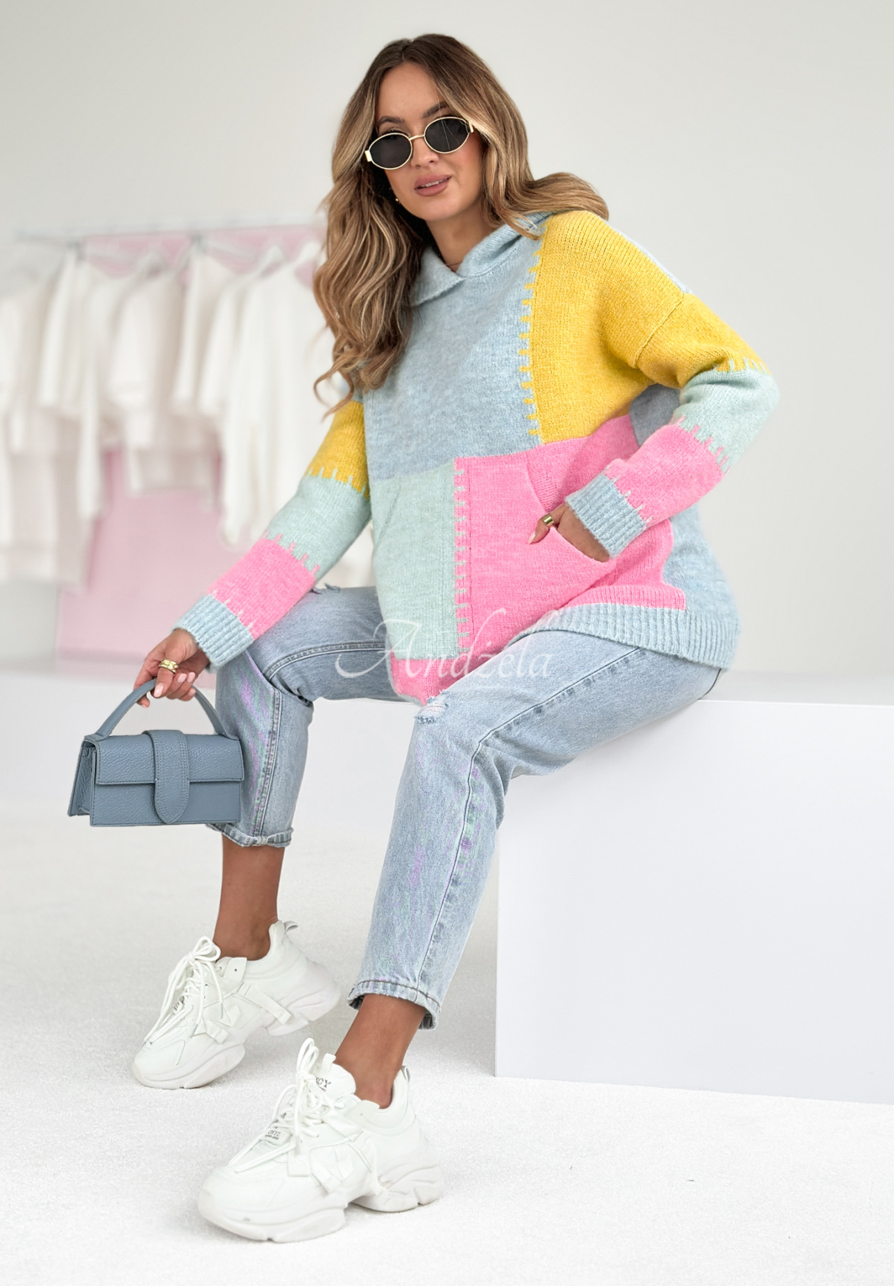 Ferro blue-yellow hooded sweater