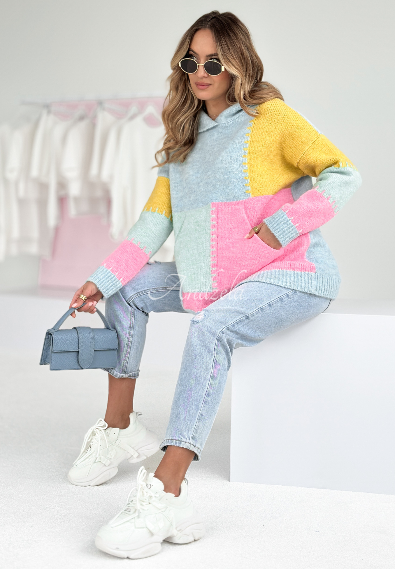 Ferro blue-yellow hooded sweater