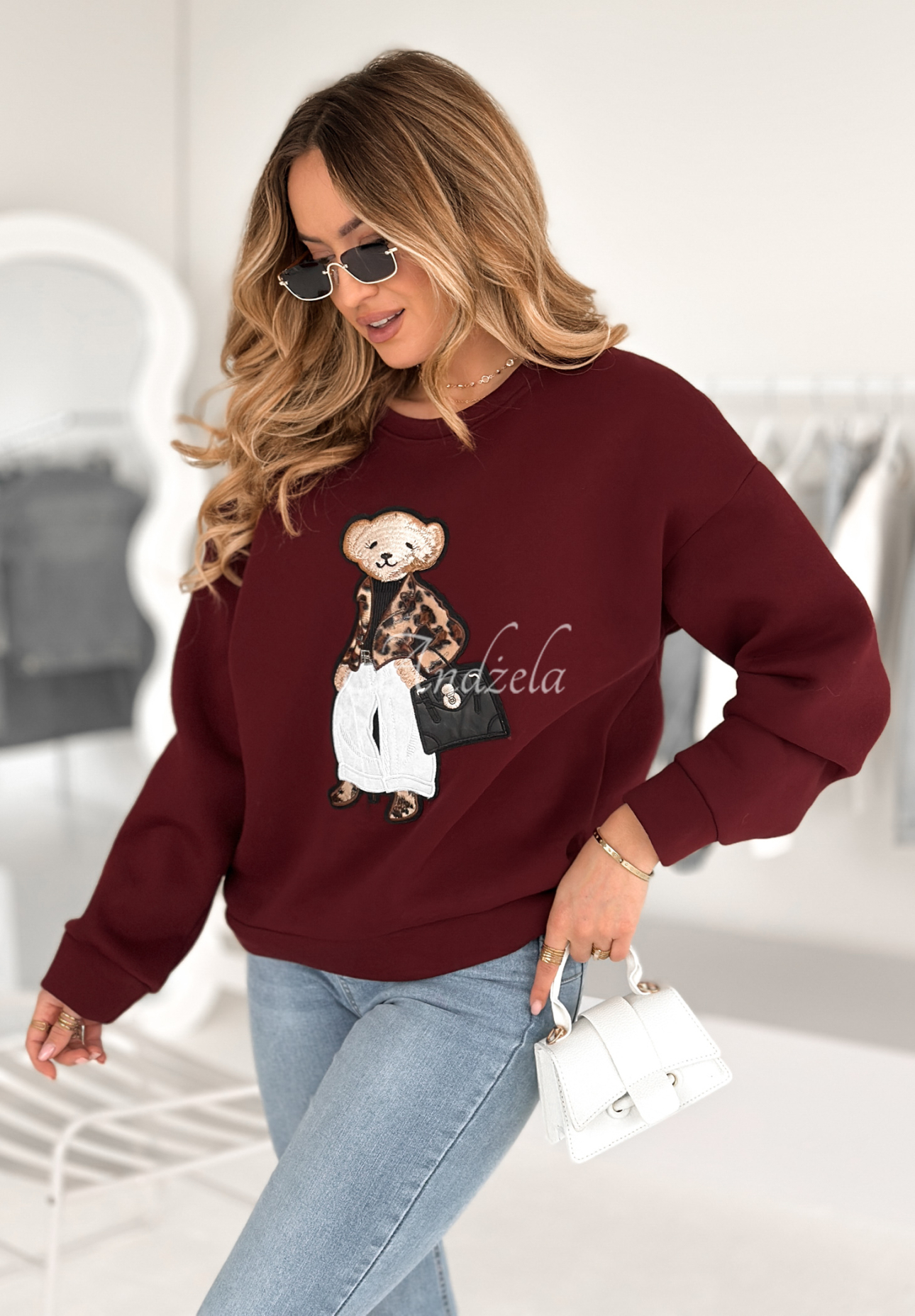 Bluza z misiem Teddy Style burgundowa