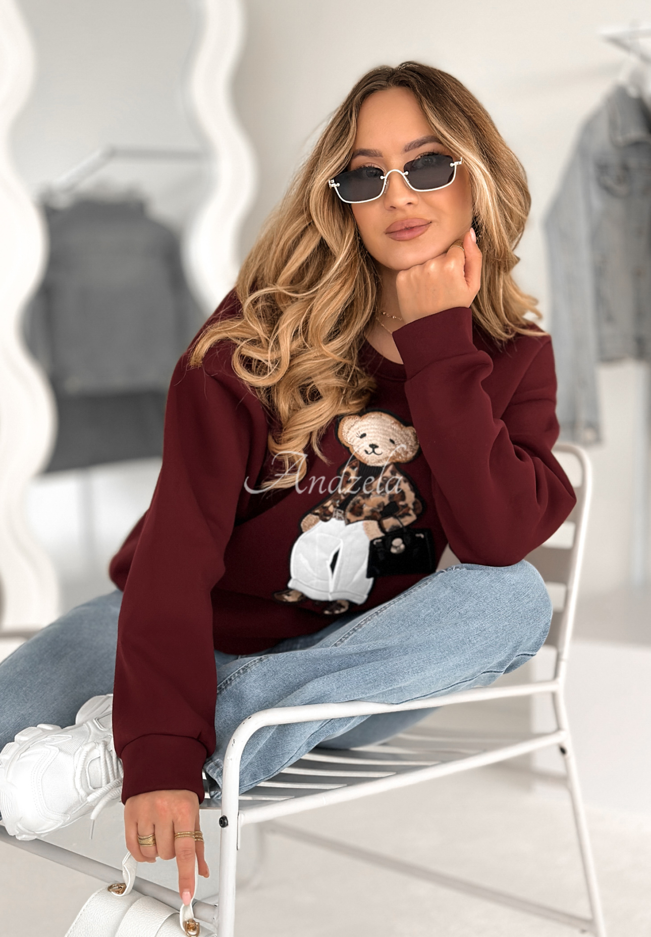 Bluza z misiem Teddy Style burgundowa