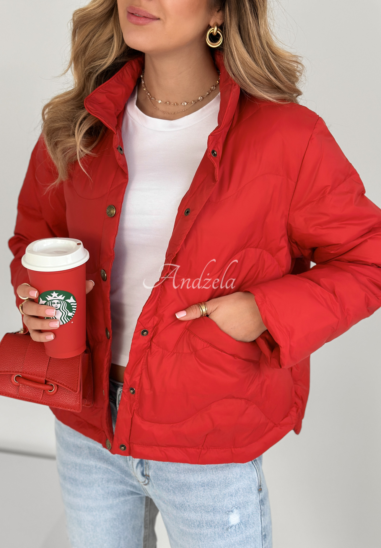 Last Thing short down jacket red