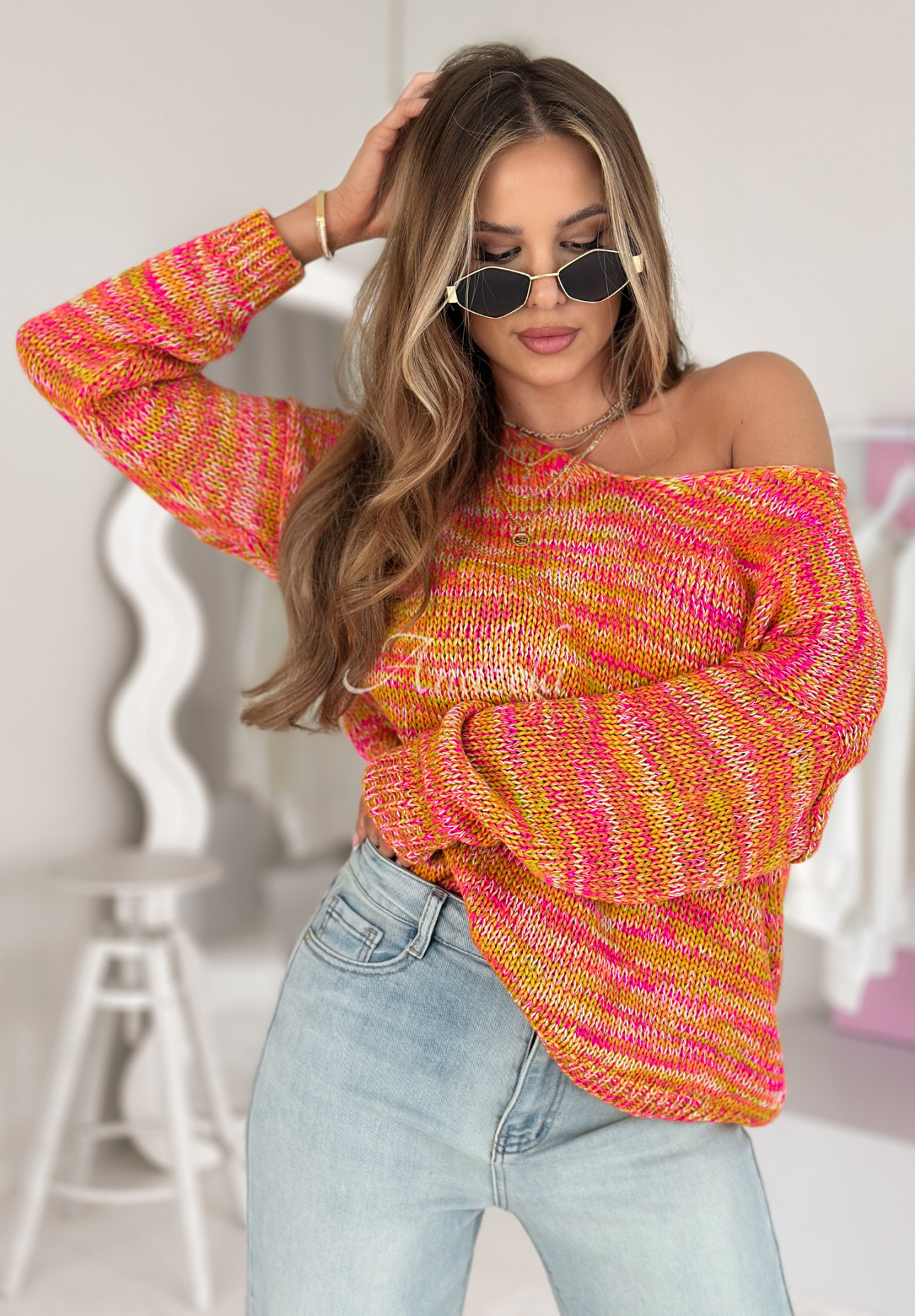 Sweater with heart neckline Miss orange
