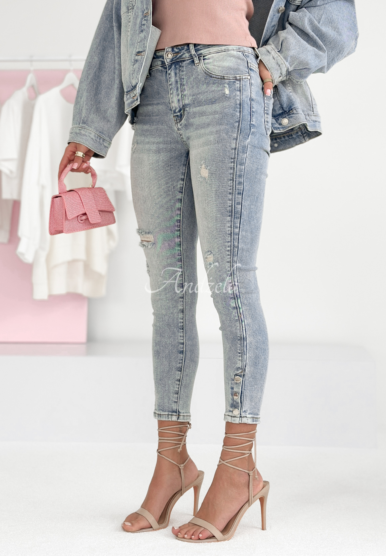 Never Forgotten light blue skinny jeans pants