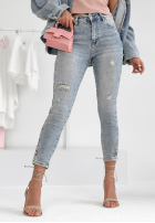 Spodnie jeansowe skinny Never Forgotten jasnoniebieskie