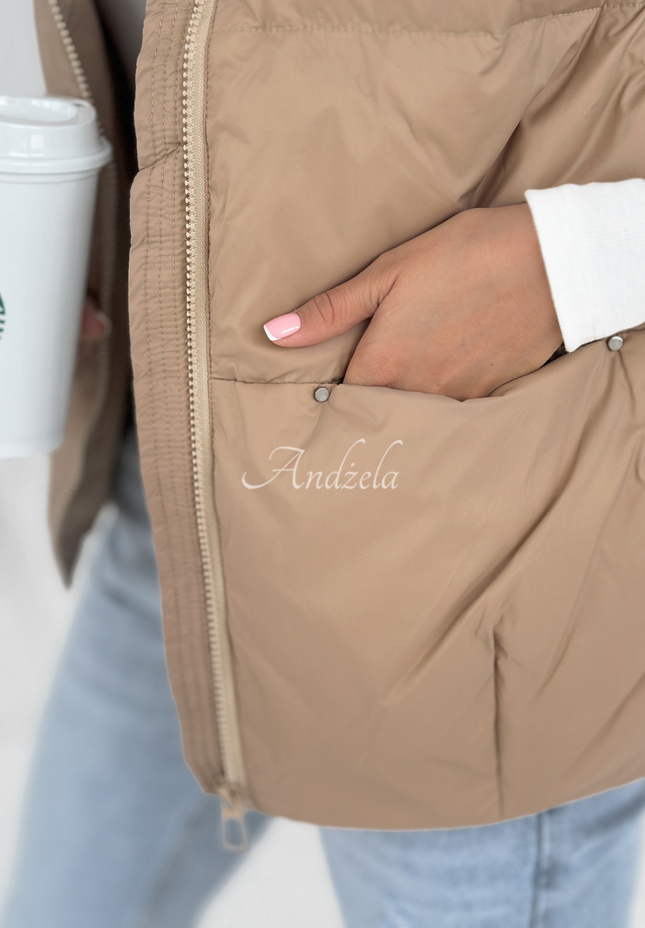 Say Nothing beige down vest