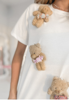 Wiskozowy T-shirt z misiami Teddy Obsession biały