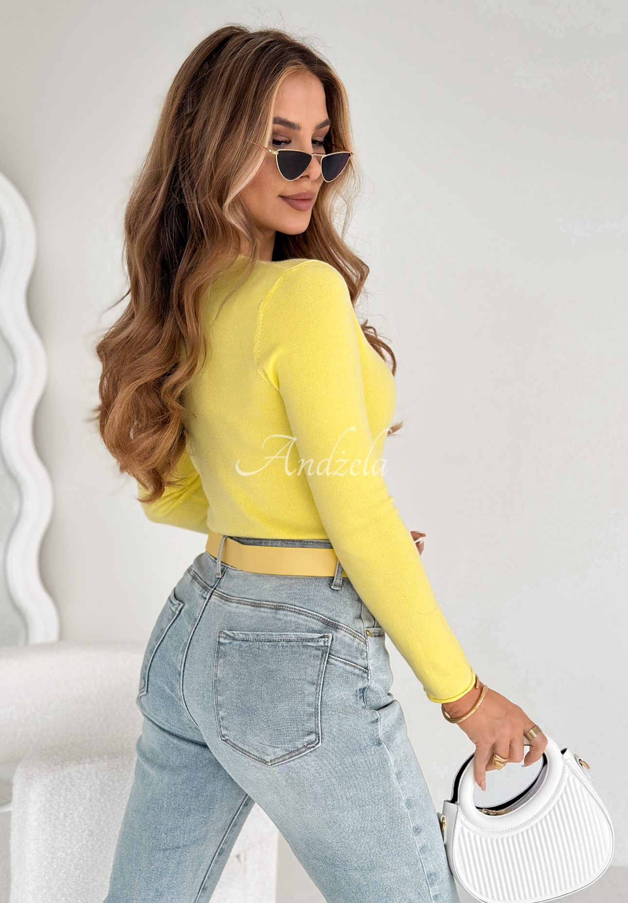 Lightweight sweater Selavi bright yellow