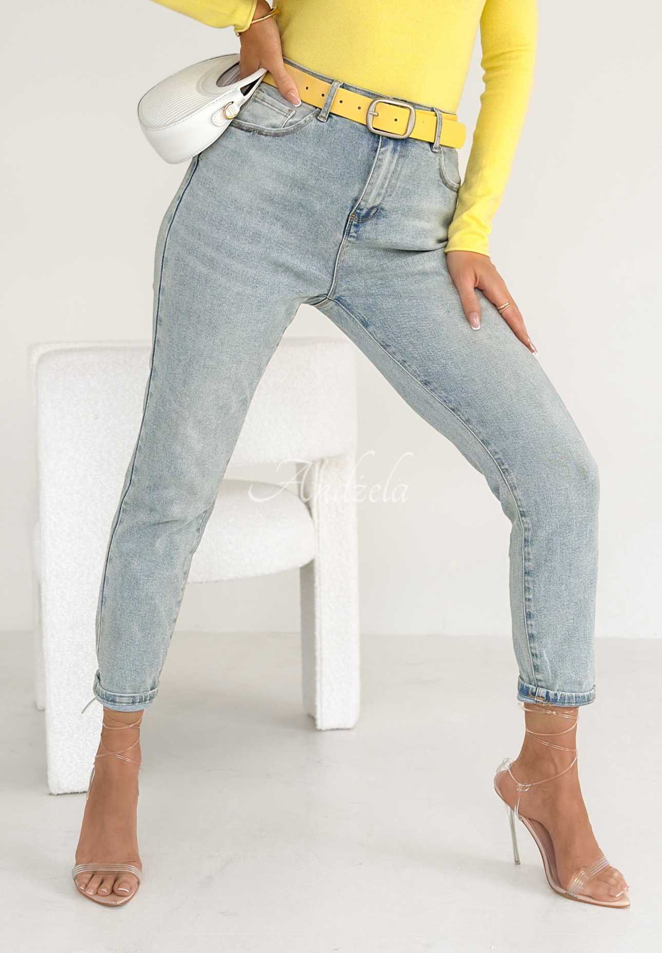 Denim pants with belt Could Have It All light blue