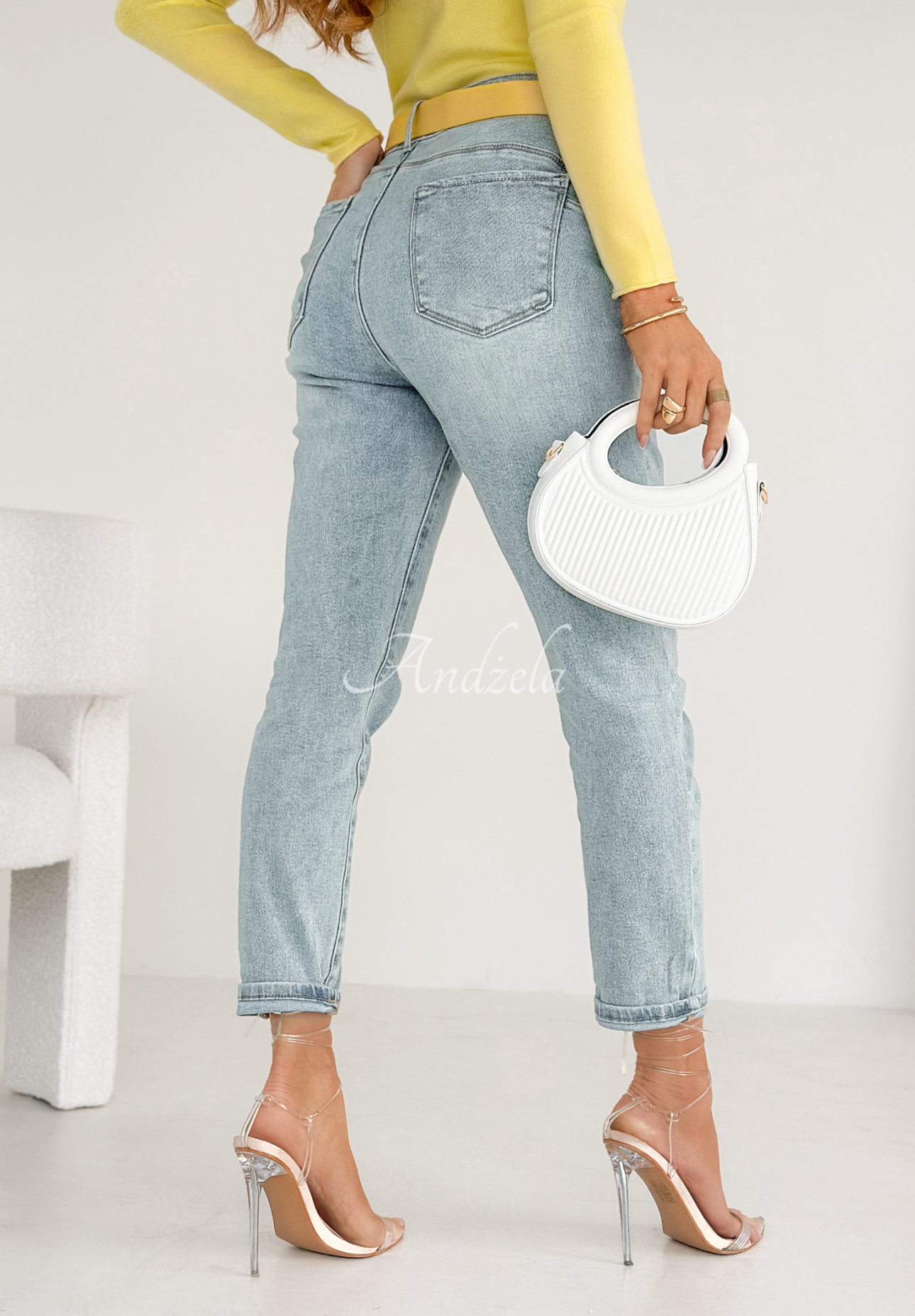 Denim pants with belt Could Have It All light blue