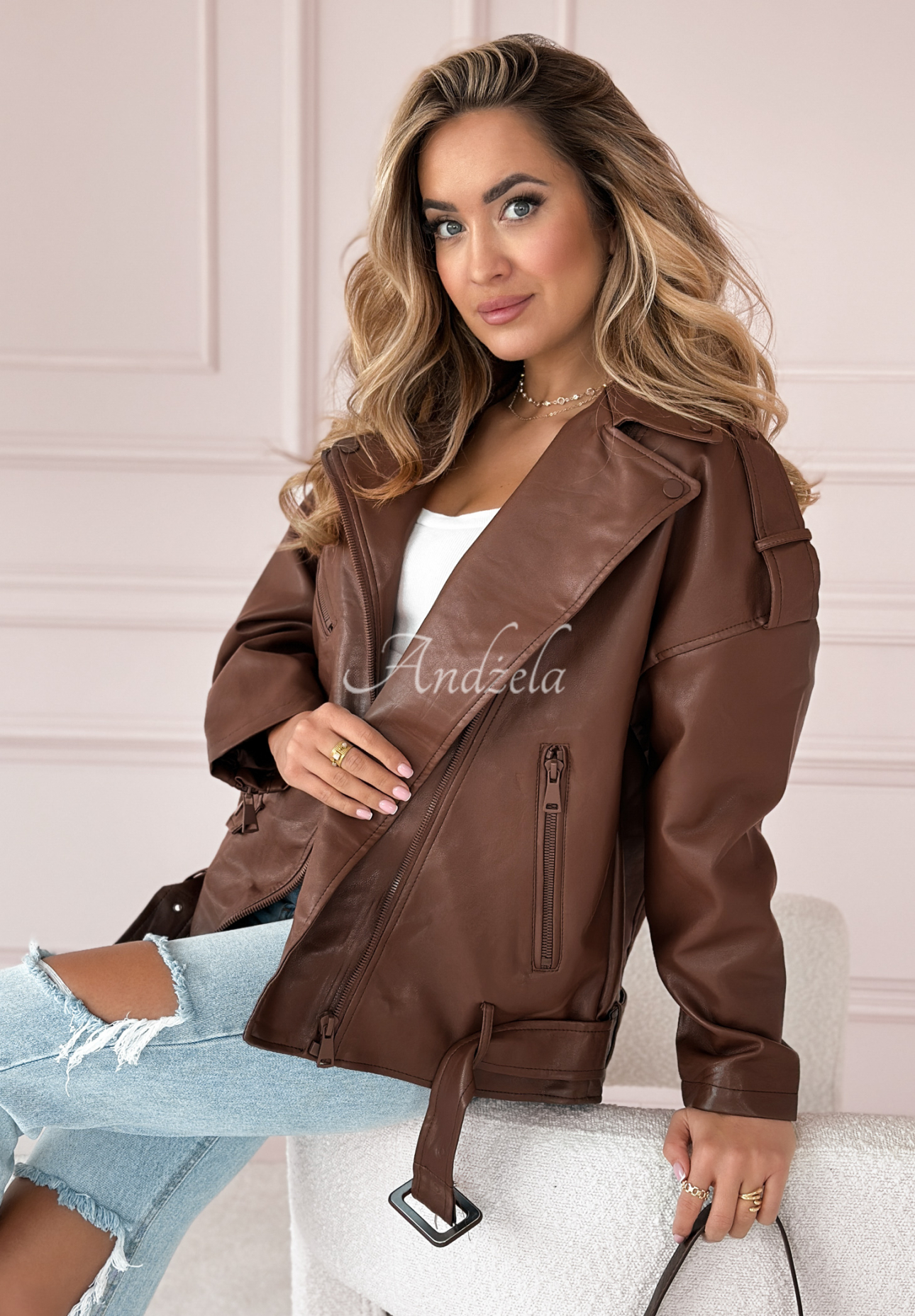 Full Of Fun chocolate leather ramones jacket