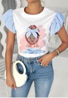 T-shirt z ozdobną aplikacją Girly Girl biały