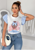 T-shirt z ozdobną aplikacją Girly Girl biały