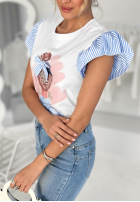 T-shirt z ozdobną aplikacją Girly Girl biały