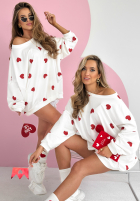 Sweter oversize w serca Happy Hearts biały