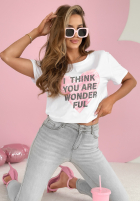 T-shirt z nadrukiem You Are Wonderful biały