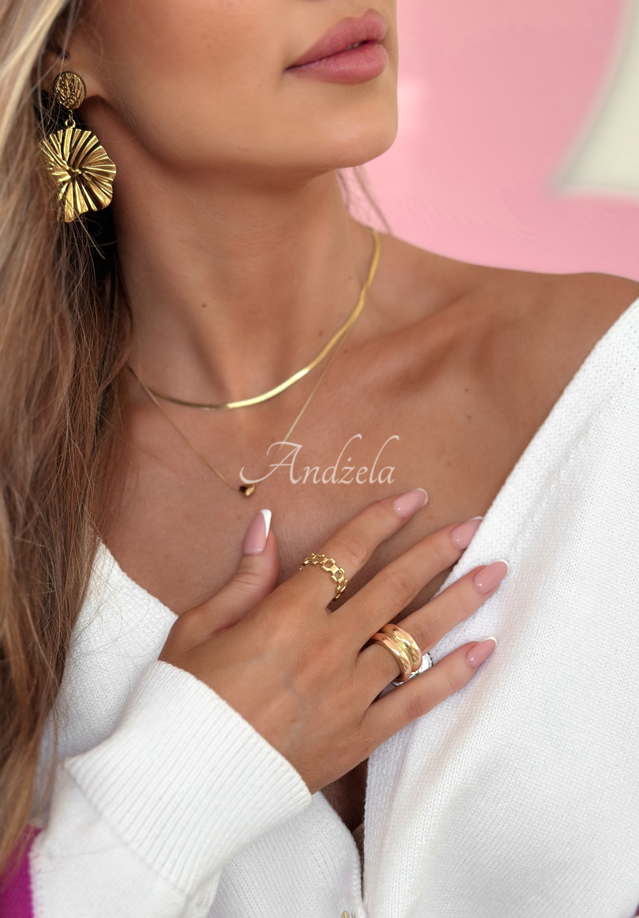 Double Adder Necklace With The Heart Gold