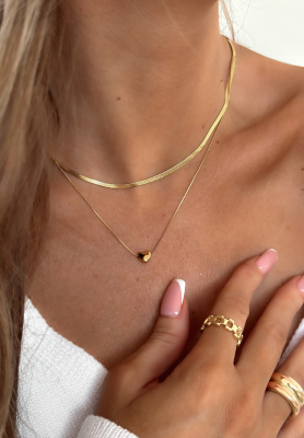 Double Adder Necklace With The Heart Gold