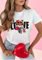 T-shirt z nadrukiem Love Miss Bear biały