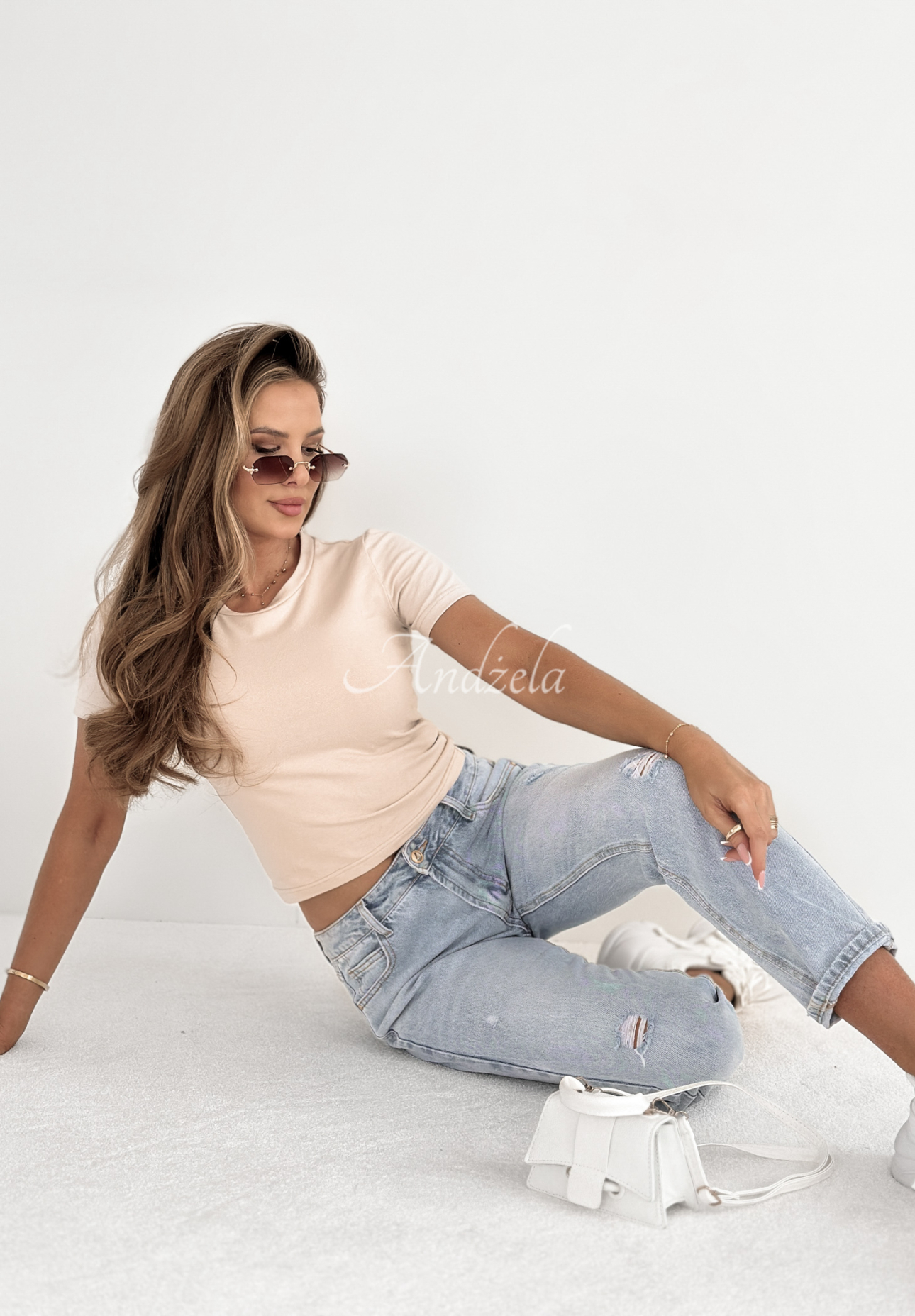 Bawełniany T-shirt Let It Go beżowy