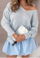 Sweter z dekoltem Caffe Latte błękitny