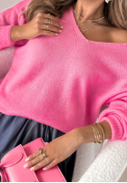 Sweter z dekoltem Caffe Latte różowy