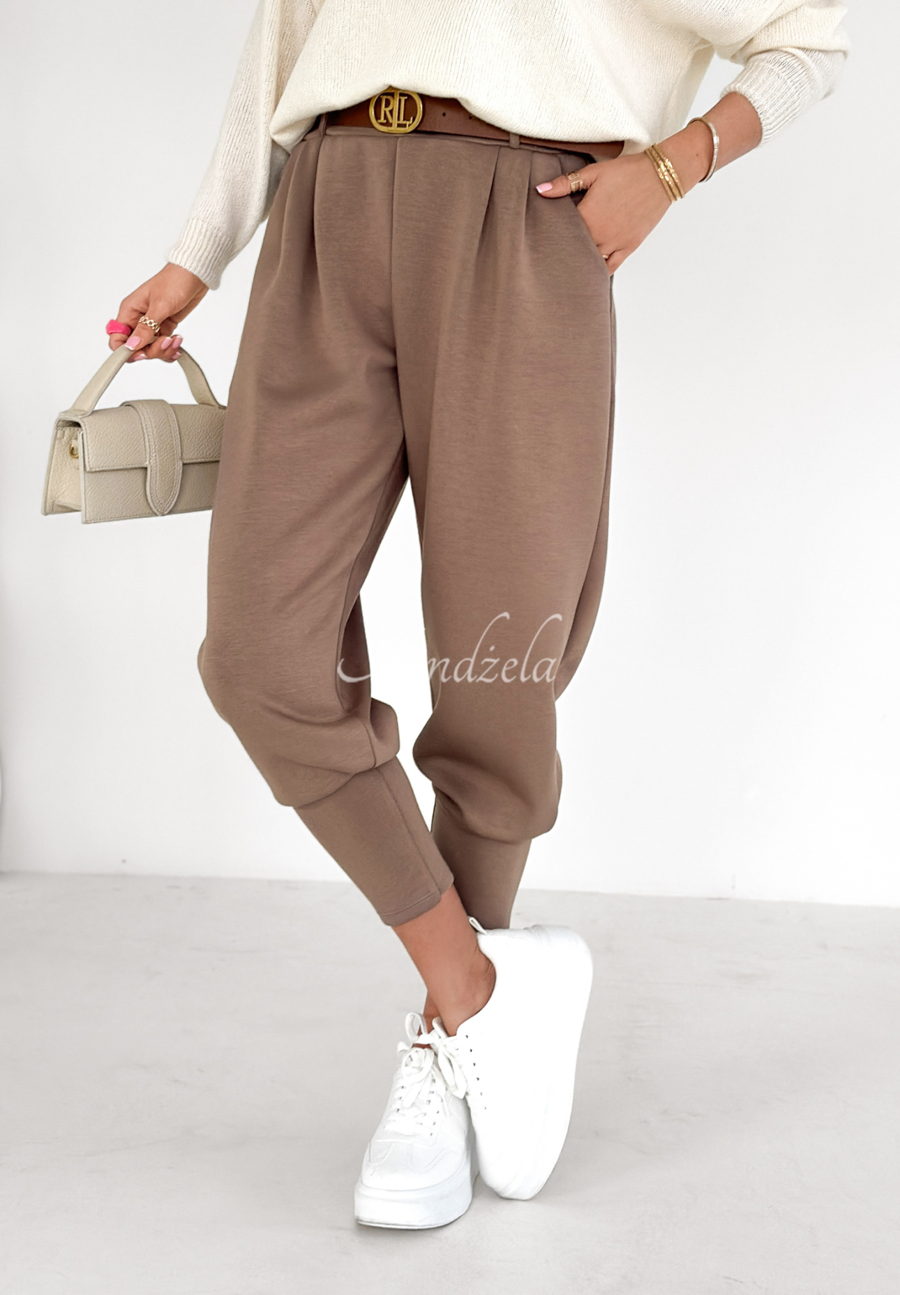The First Try mocha fabric butter pants