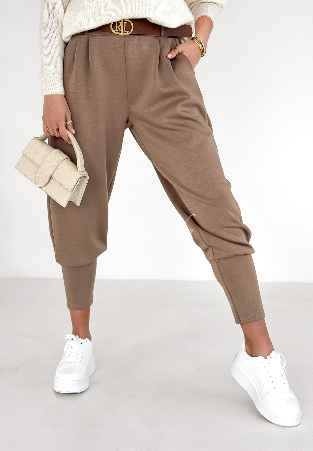 The First Try mocha fabric butter pants