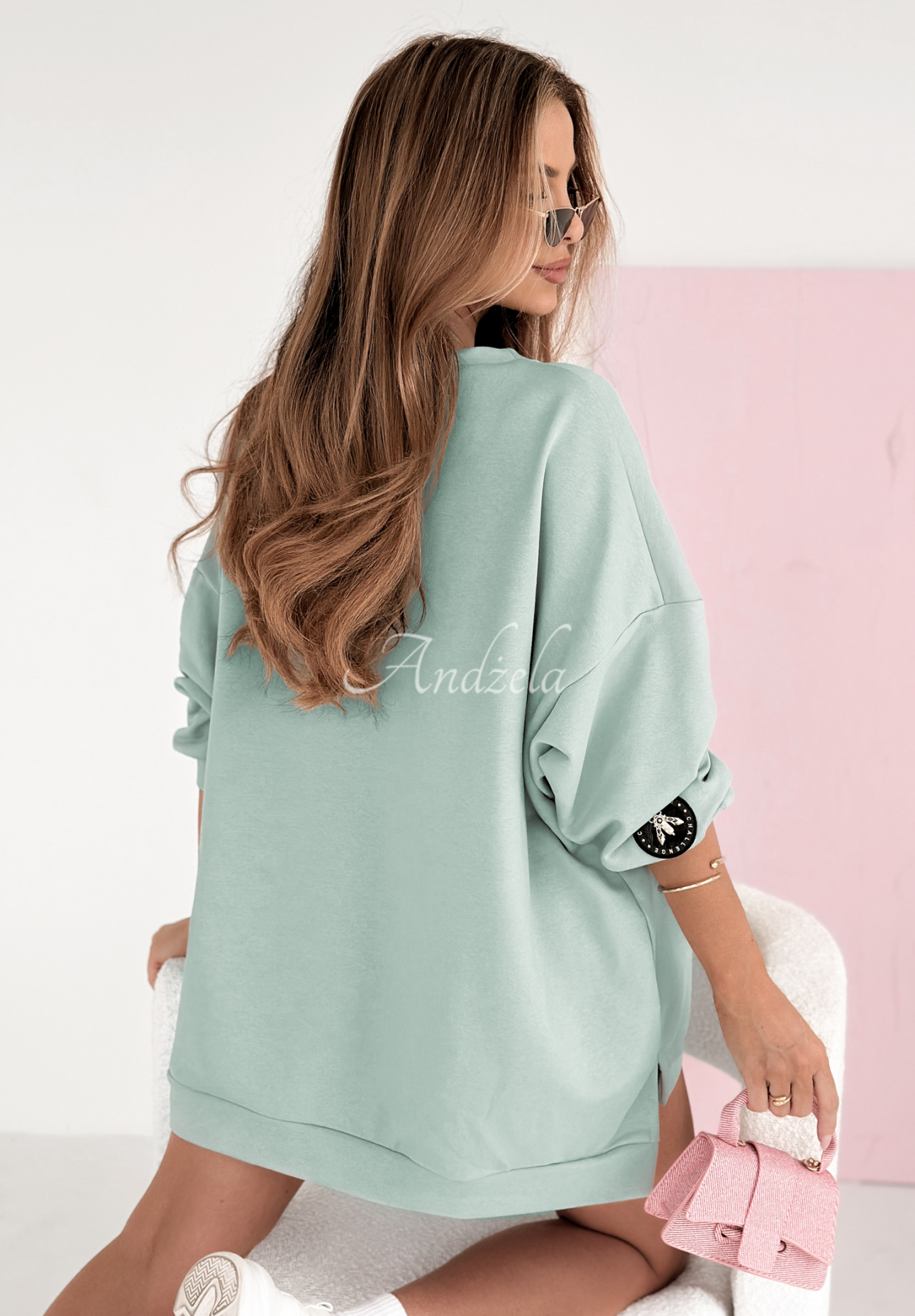 Bluza oversize Active Queens szałwiowa