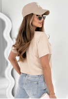 Krótki T-shirt Hey Darling beżowy