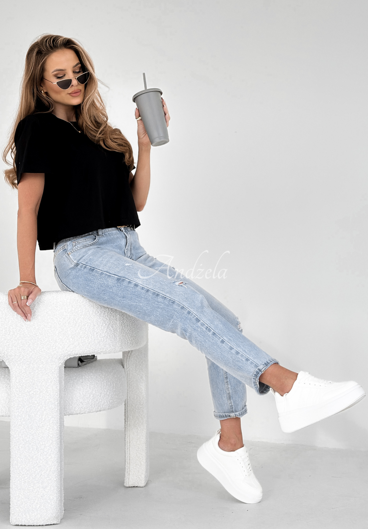 Bawełniany krótki T-shirt Hey Darling czarny