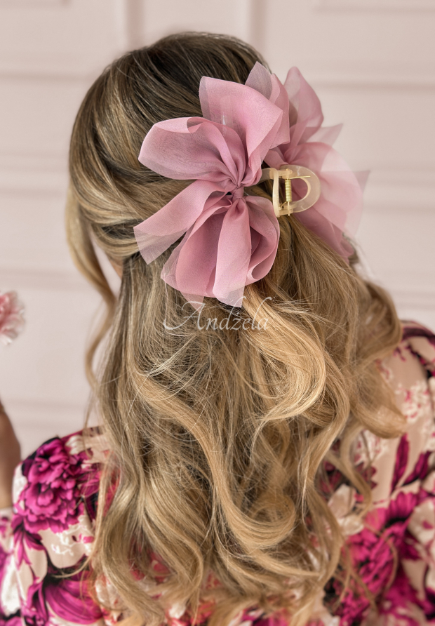 Hair clip with bow So Grateful powder pink