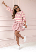 Sweter w serduszka Sweet Serendipity pudrowy róż