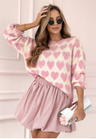 Sweter w serduszka Sweet Serendipity pudrowy róż