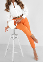 Spodnie jeansowe z paskiem Only Evidence pomarańczowe