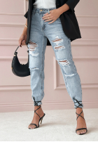 Spodnie jeansowe z przetarciami Greatest Joy jasnoniebieskie