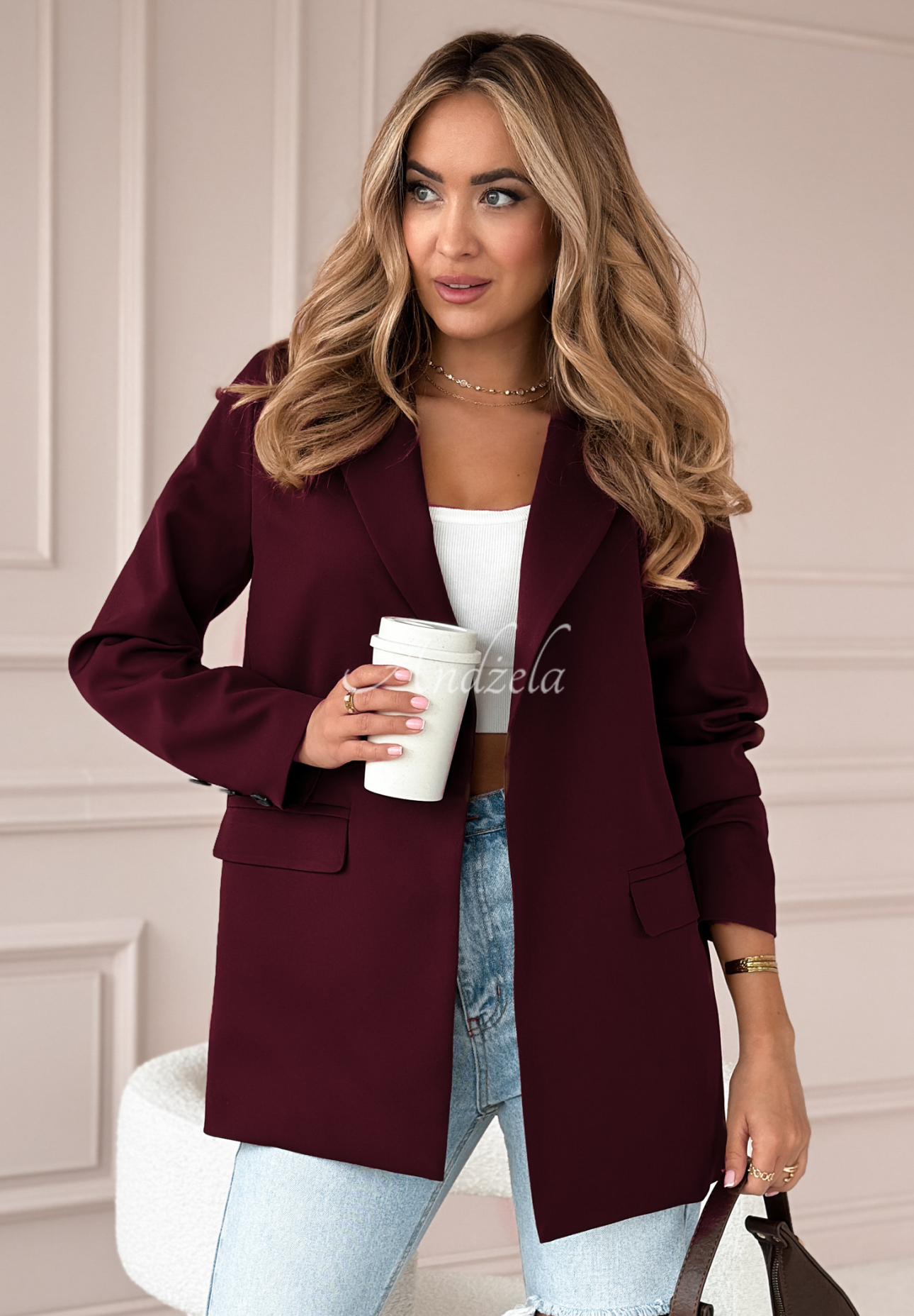 Runway Ready burgundy blazer