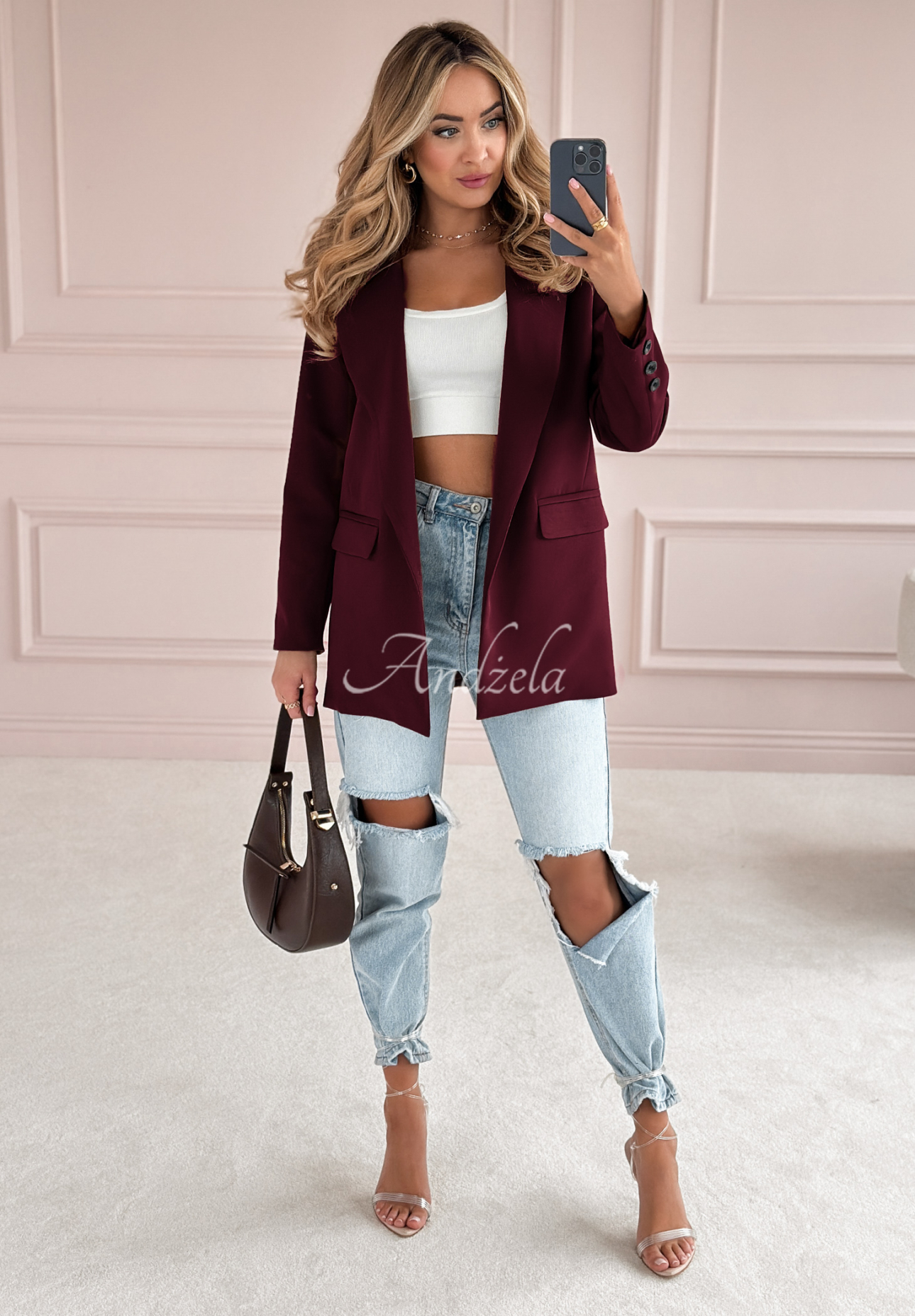 Runway Ready burgundy blazer